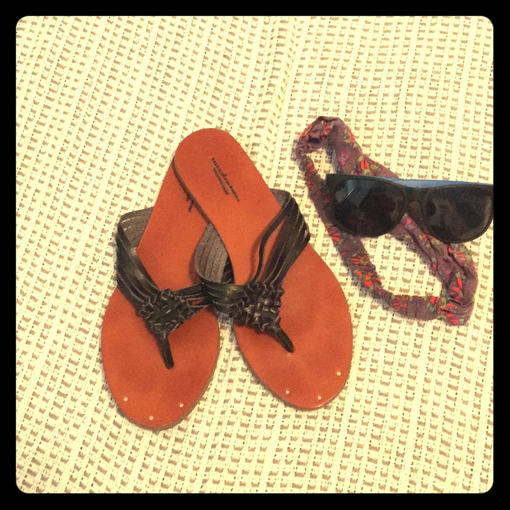 Faux Leather Flip Flops
